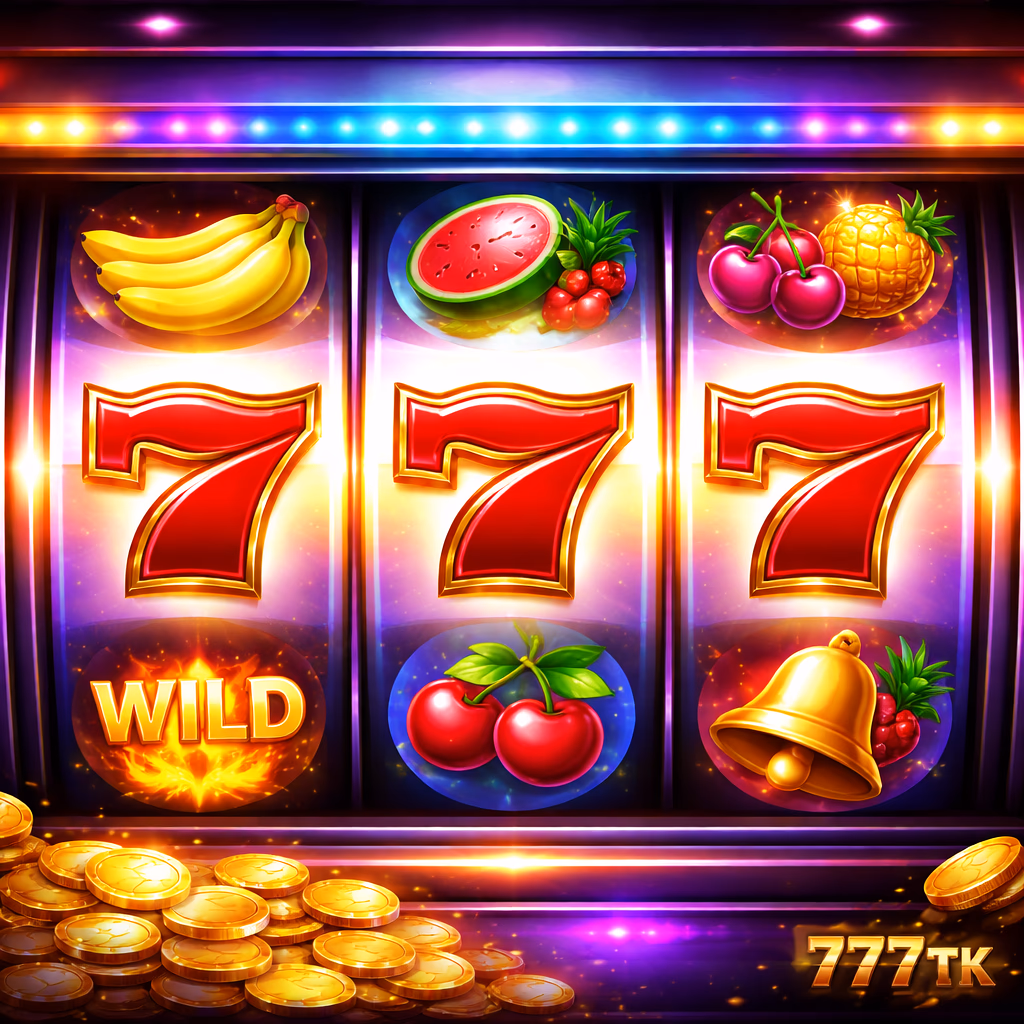 Cheerful player winning big on live virtual slot games with vivid 777 icons at 777TK Bangladesh